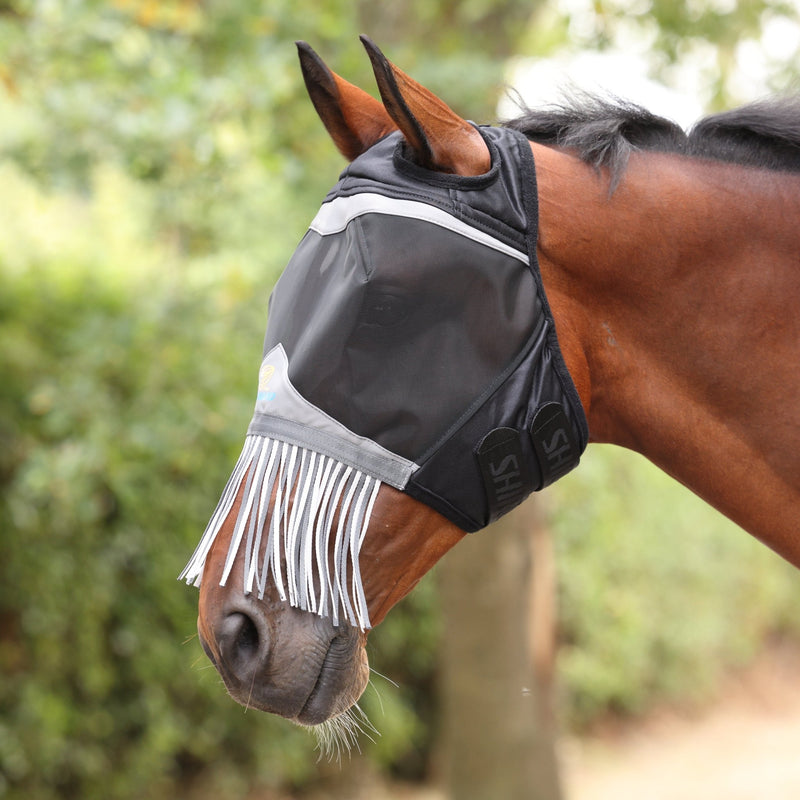Load image into Gallery viewer, Shires FlyGuard Pro Fine Mesh Fly Mask with Ear Holes &amp; Nose Fringe - Ashurst Equestrian &amp; Country
