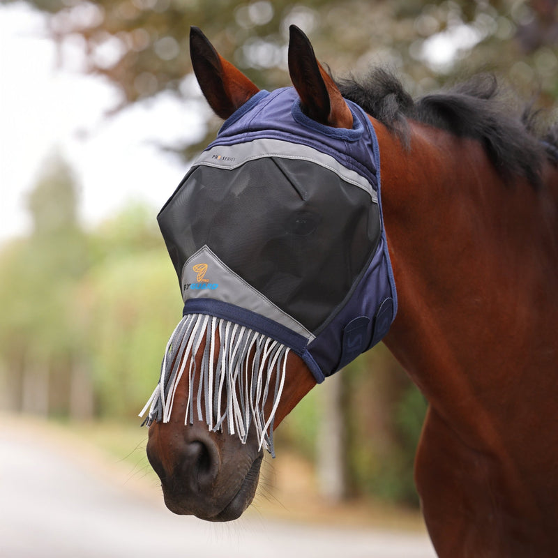 Load image into Gallery viewer, Shires FlyGuard Pro Fine Mesh Fly Mask with Ear Holes &amp; Nose Fringe - Ashurst Equestrian &amp; Country
