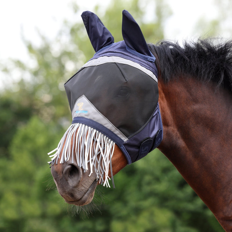 Load image into Gallery viewer, Shires FlyGuard Pro Fine Mesh Fly Mask with Ears &amp; Nose Fringe - Ashurst Equestrian &amp; Country
