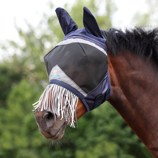 Shires FlyGuard Pro Fine Mesh Fly Mask with Ears & Nose Fringe - Ashurst Equestrian & Country