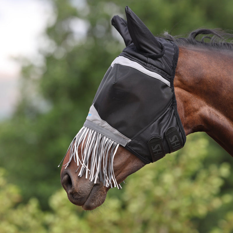 Load image into Gallery viewer, Shires FlyGuard Pro Fine Mesh Fly Mask with Ears &amp; Nose Fringe - Ashurst Equestrian &amp; Country
