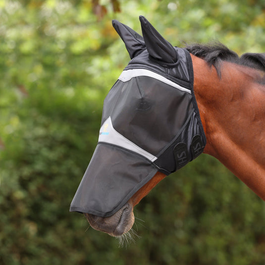 Shires FlyGuard Pro Fine Mesh Fly Mask with Ears & Square Nose - Ashurst Equestrian & Country
