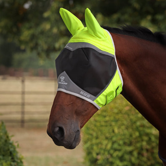 Shires FlyGuard Pro Hi-Viz Fine Mesh Fly Mask with Ears - Ashurst Equestrian & Country