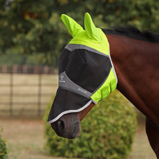 Shires FlyGuard Pro Hi-Viz Fine Mesh Fly Mask with Ears & Nose - Ashurst Equestrian & Country