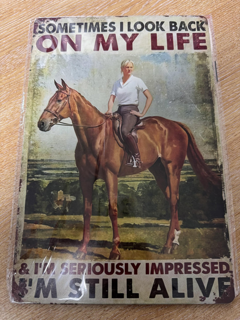 Load image into Gallery viewer, Sometimes I Look Back On My Life &amp; I'm Seriously Impressed I'm Still Here - Metal Wall Sign - Ashurst Equestrian &amp; Country
