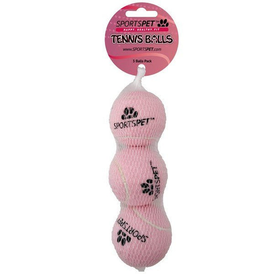 Sportspet 3 Pack Tennis Ball Pink - Ashurst Equestrian & Country
