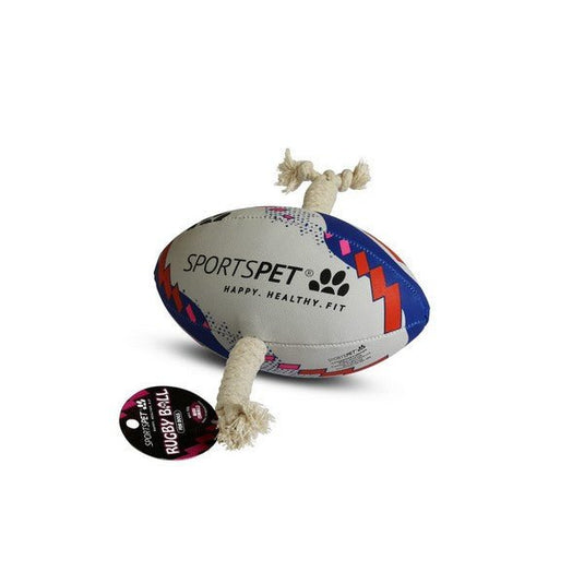 Sportspet Rugby Ball Size Midi in White Blue and Red - Ashurst Equestrian & Country
