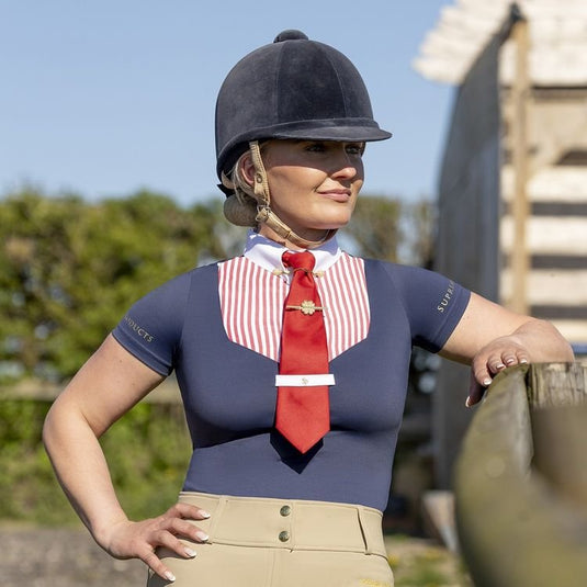 Supreme Products Champion Show Rider S/S Shirt Navy/Red - Ashurst Equestrian & Country