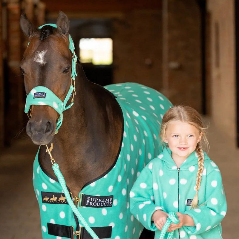 Load image into Gallery viewer, Supreme Products Dotty Fleece Headcollar/Lead Rope Green - Ashurst Equestrian &amp; Country
