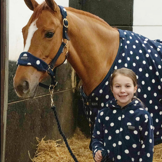 Supreme Products Dotty Fleece Headcollar/Lead Rope Navy - Ashurst Equestrian & Country