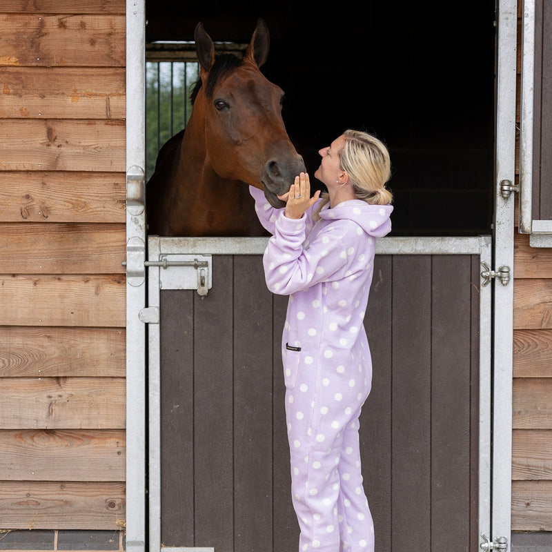 Load image into Gallery viewer, Supreme Products Dotty Fleece Onesie Adult Lavish Lilac - Ashurst Equestrian &amp; Country
