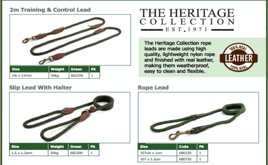 The Heritage Collection Rope Lead 107cm x 1cm - Ashurst Equestrian & Country