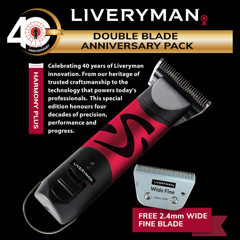 Load image into Gallery viewer, Liveryman Harmony Plus with Wide Fine Blade 2.4mm Double Blade Anniversary Pack
