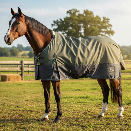 W Horse Whr7 100 G Standard Turnout Rug Olive/Grey - Ashurst Equestrian & Country