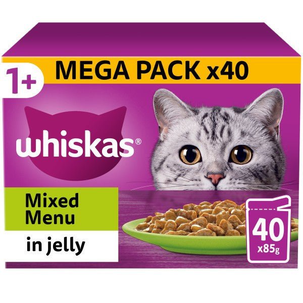 Load image into Gallery viewer, WHISKAS 1+ Mixed Menu in Jelly Cat Pouches 40 x 85g - Ashurst Equestrian &amp; Country
