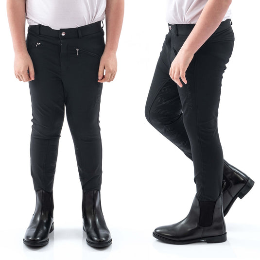 Whitaker B142 K Miami Kids Breeches With Silicone Seat Black - Ashurst Equestrian & Country