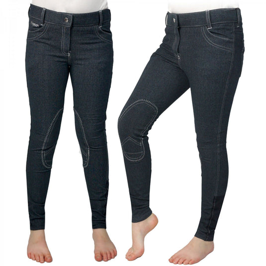 Whitaker B150 K Rawdon Denim Knit Kids Breeches Indigo - Ashurst Equestrian & Country