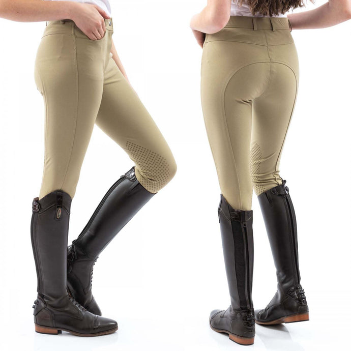 Whitaker B155 L Clayton Ladies Breeches With Grip Knee Khaki - Ashurst Equestrian & Country