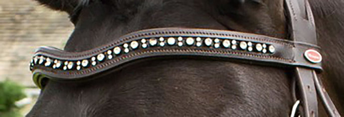 Whitaker Br073 Bb Lynton Curved Diamante Browband Havana - Ashurst Equestrian & Country