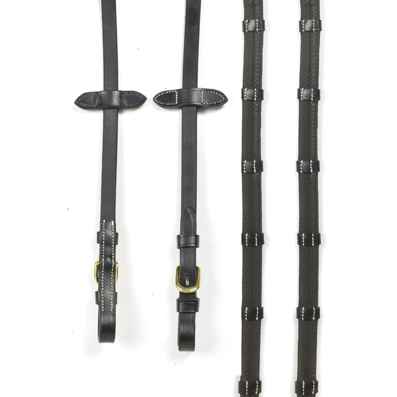 Load image into Gallery viewer, Whitaker Rer0101 Buckle 9 Loop Reins Black - Ashurst Equestrian &amp; Country
