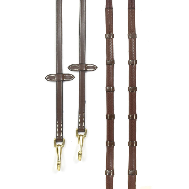 Load image into Gallery viewer, Whitaker Rer0103 Snap Clip 9 Loop Reins Havana - Ashurst Equestrian &amp; Country
