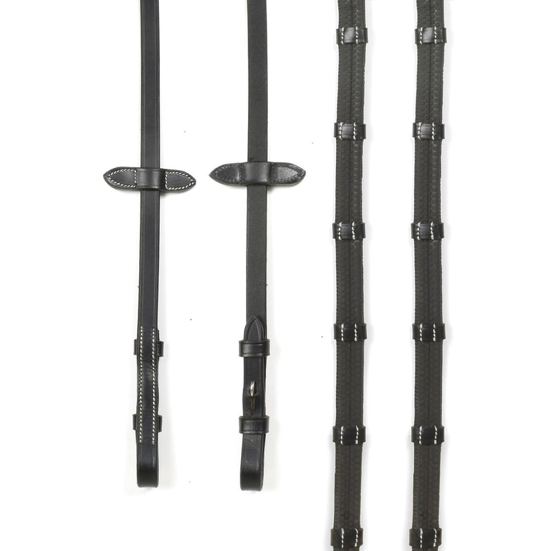 Load image into Gallery viewer, Whitaker Rer100 Billet 9 Loop Reins Black - Ashurst Equestrian &amp; Country
