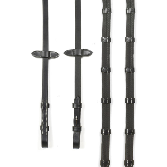 Whitaker Rer100 Billet 9 Loop Reins Black - Ashurst Equestrian & Country