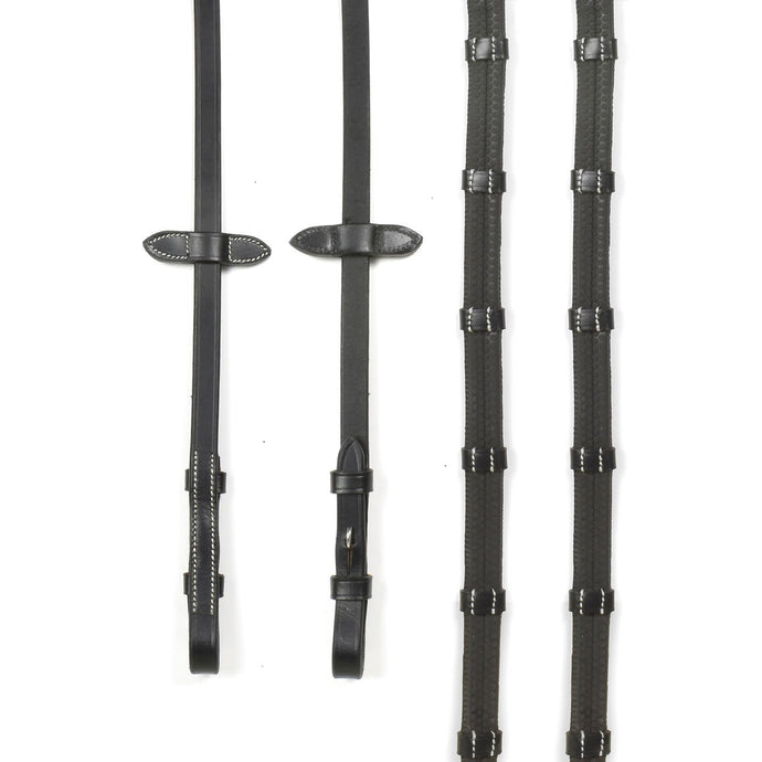 Whitaker Rer100 Billet 9 Loop Reins Black - Ashurst Equestrian & Country