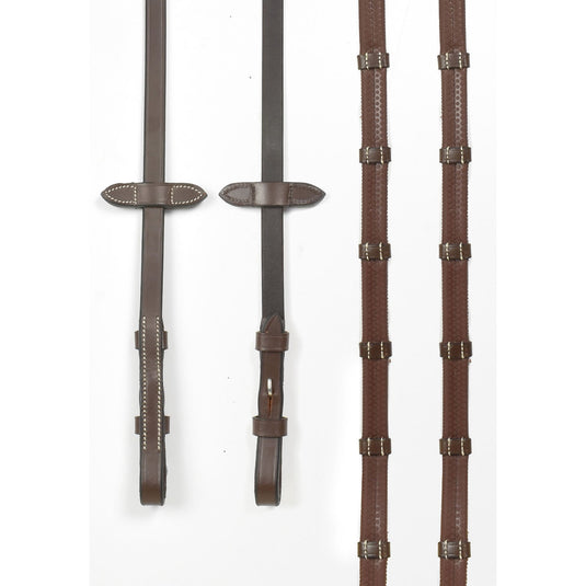 Whitaker Rer100 Billet 9 Loop Reins Havana - Ashurst Equestrian & Country