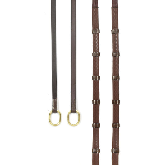 Whitaker Rer102 Oblong 9 Loop Reins Havana - Ashurst Equestrian & Country