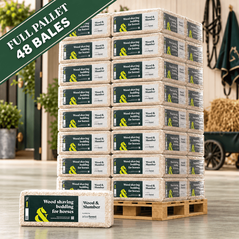 Load image into Gallery viewer, Wood &amp; Slumber Wood Shavings 20kg – Full Pallet (48 Bales) - Ashurst Equestrian &amp; Country
